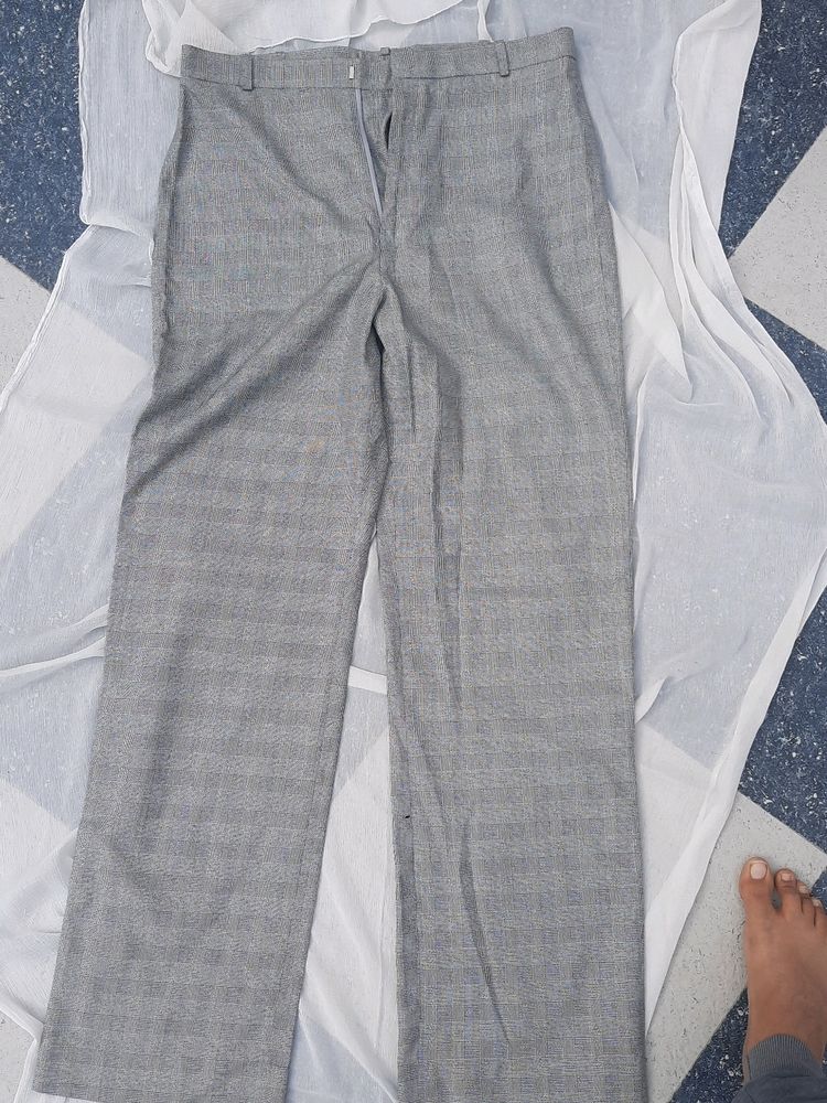 Grey Plaid Trousers