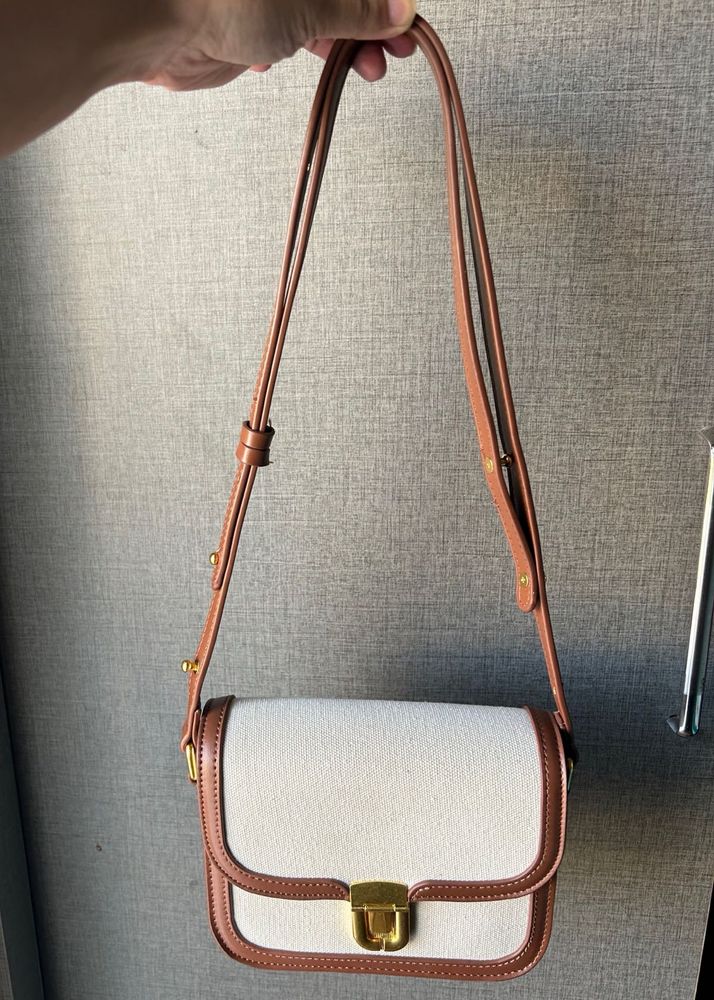 Off White Canvas Sling Bag