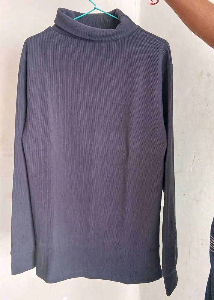 Charcoal High Neck Winter Sweatshirt for Men