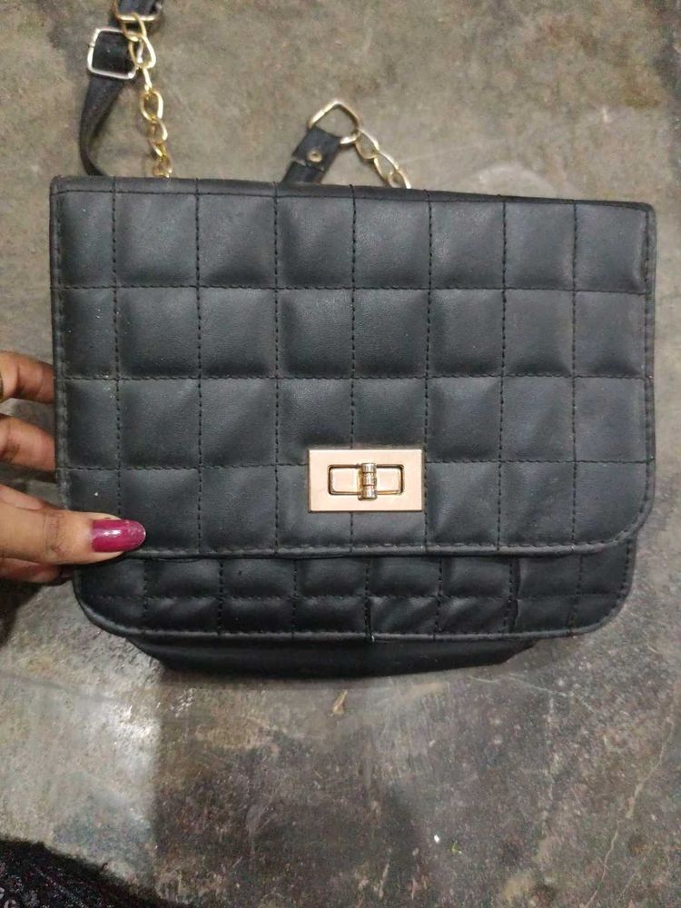 Black Quilted Crossbody Bag