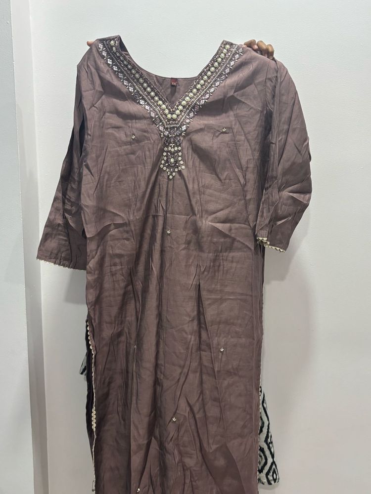 Elegant Brown Kurtaset pajama and dupatta