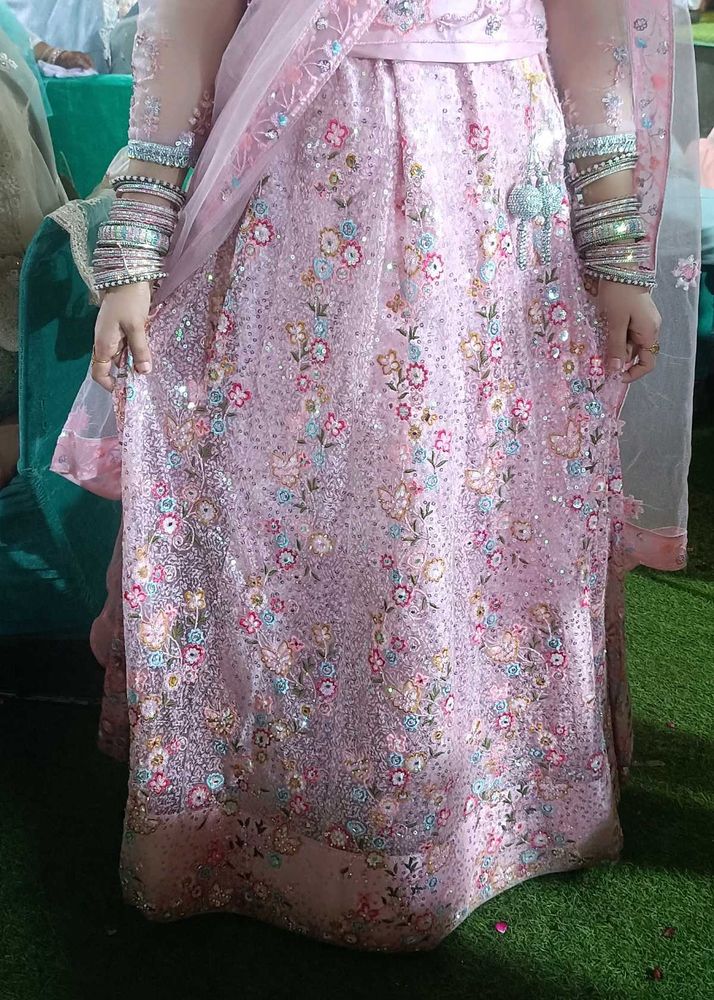 Elegant Pink Floral Lehenga