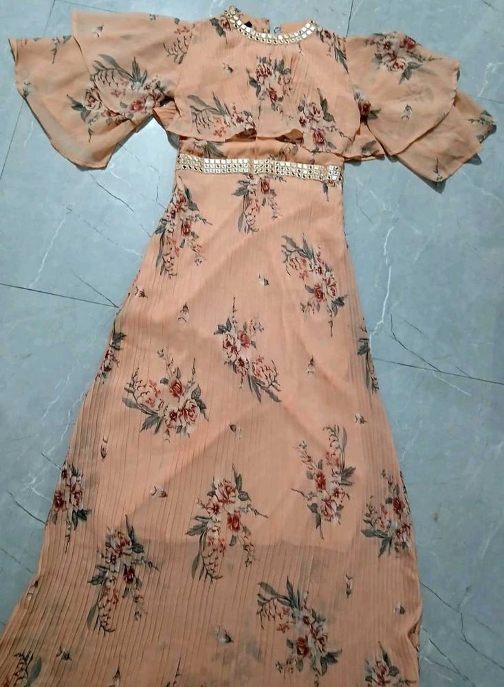 Peach Floral Maxi Dress