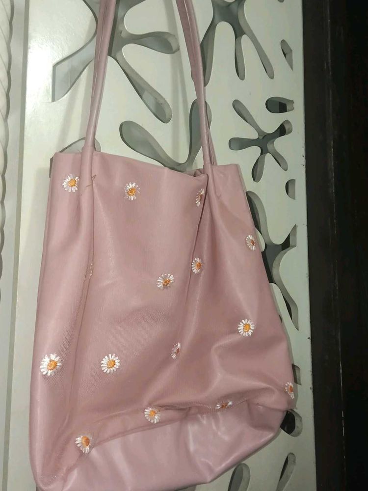 Daisy Embroidered Tote Bag
