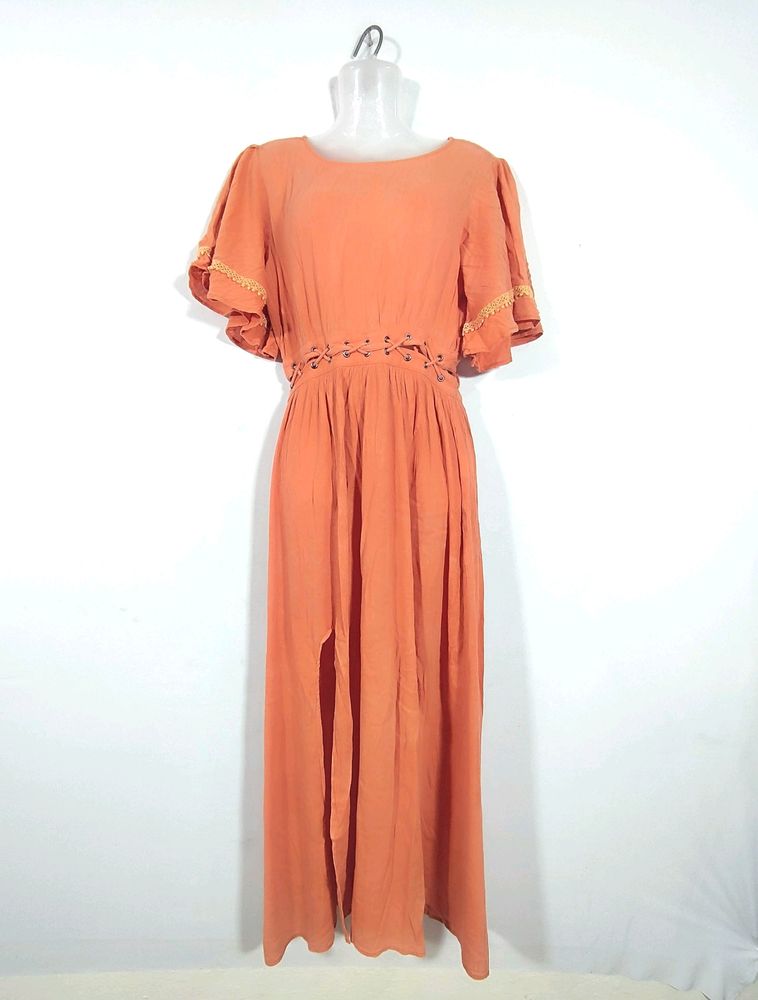 Koovs Orange Backless Dress ( Women)