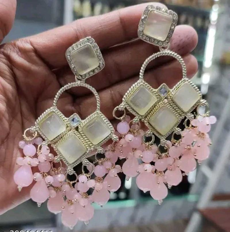 Elegant Pink Beaded Earrings