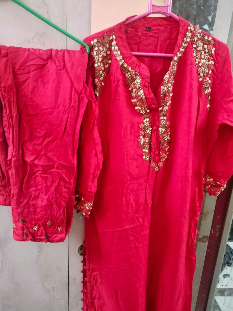 Red Handwork Suit
