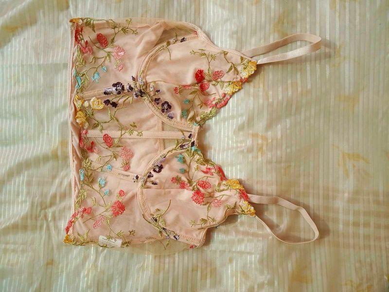 FULLY EMBROIDERED CORSET BRA 34C