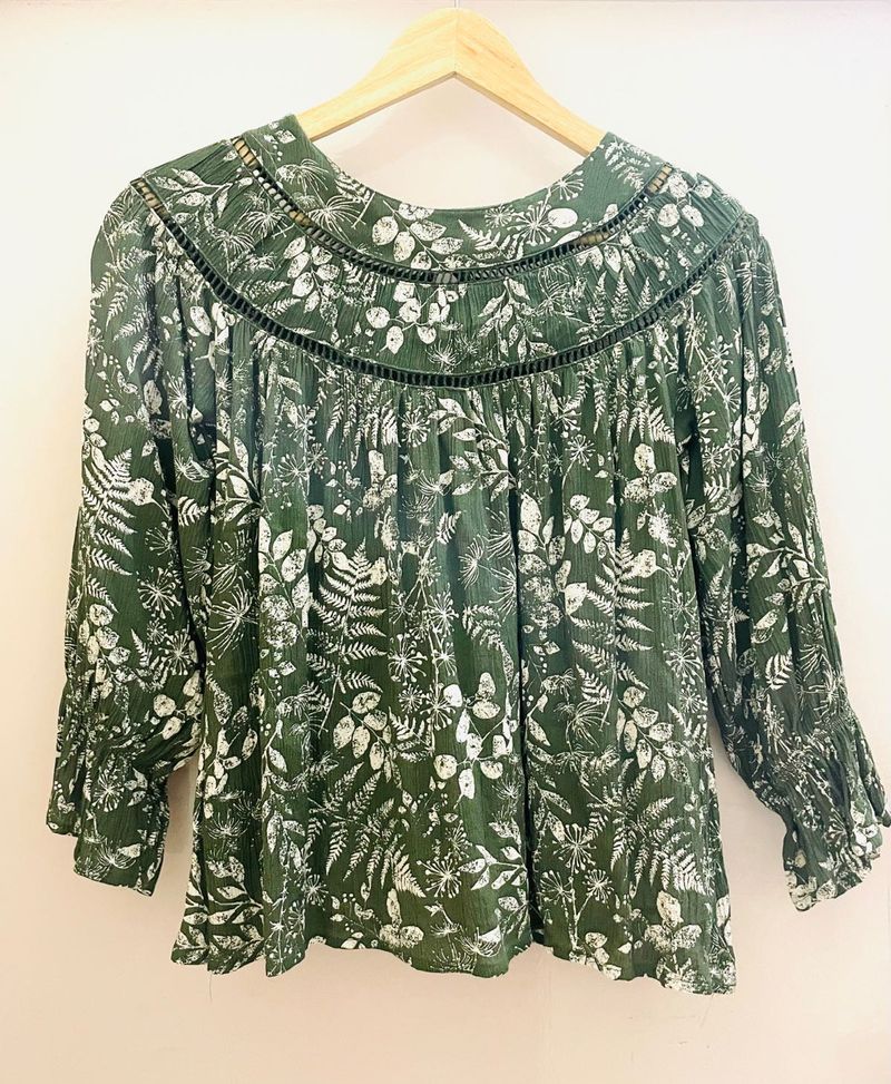 Floral Green Top (Pure Cotton fabric)