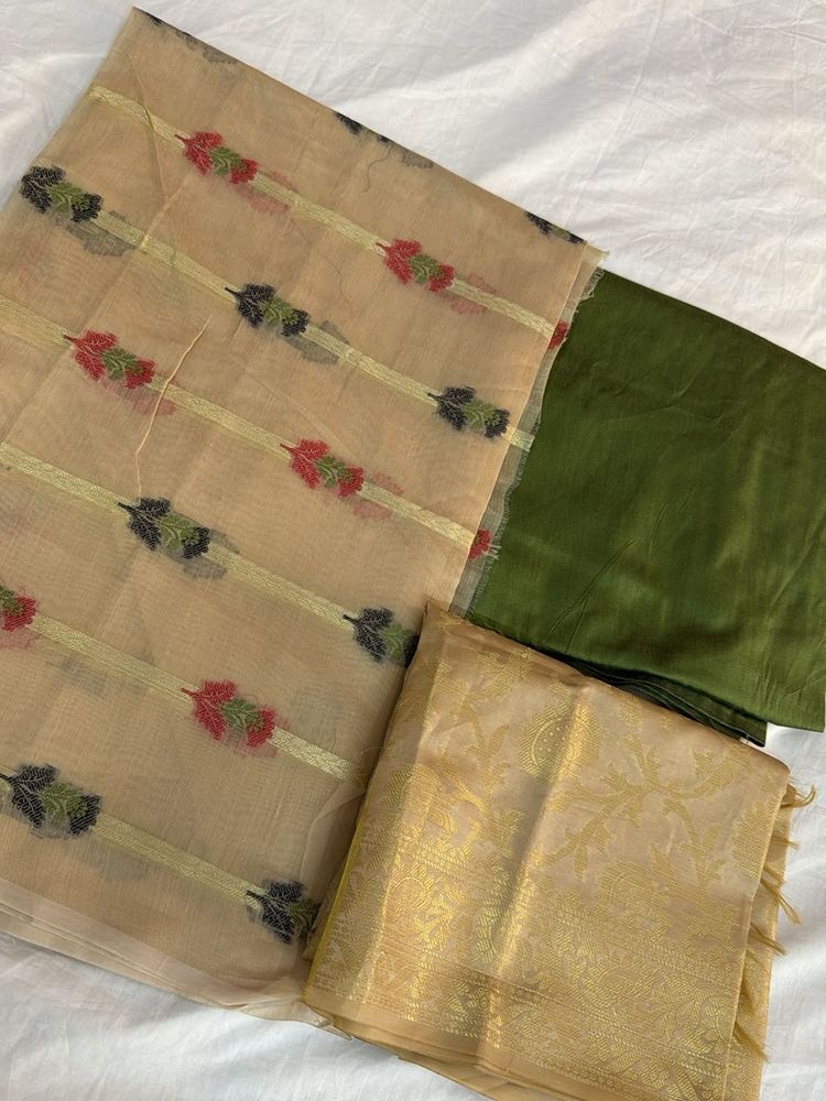 Mehendi Banarasi Dress Material.