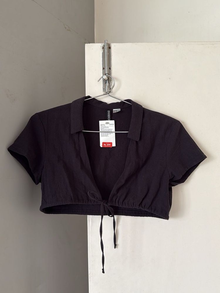 Black Tie Up Crop Top