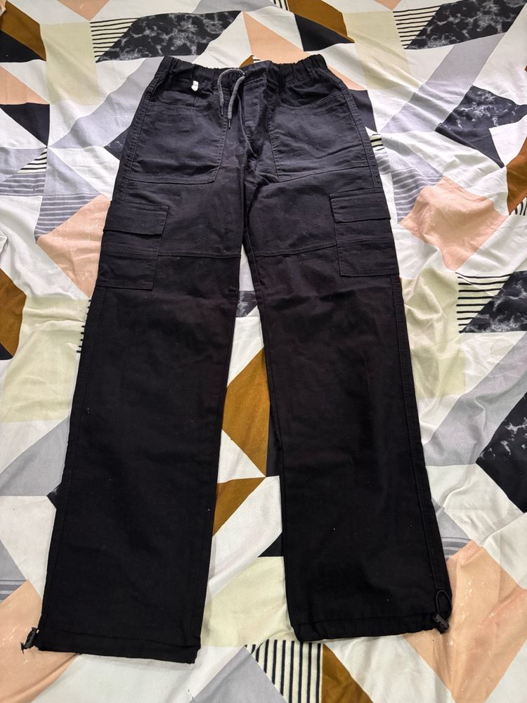 Black Straight Fit Cotton Pant For Women!!