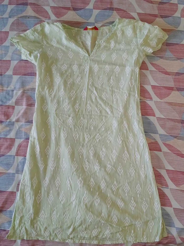 Green Embroidered Mini Dress