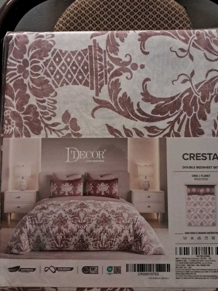 Cresta D&#39;DECOR Wood Rose Floret Double Bedsheet
