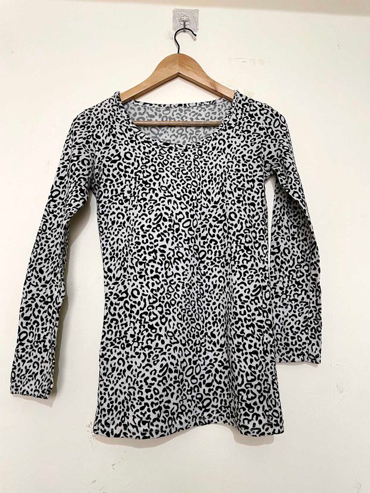 Leopard Print Long Sleeves Top A