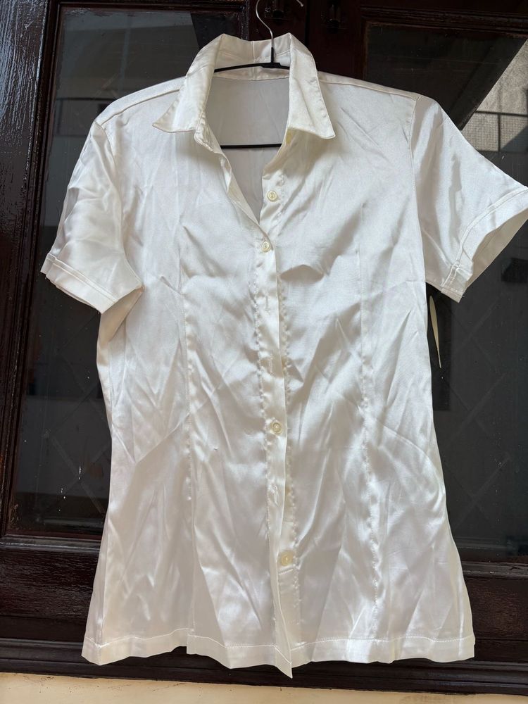 White Collared Button-Up Shirt