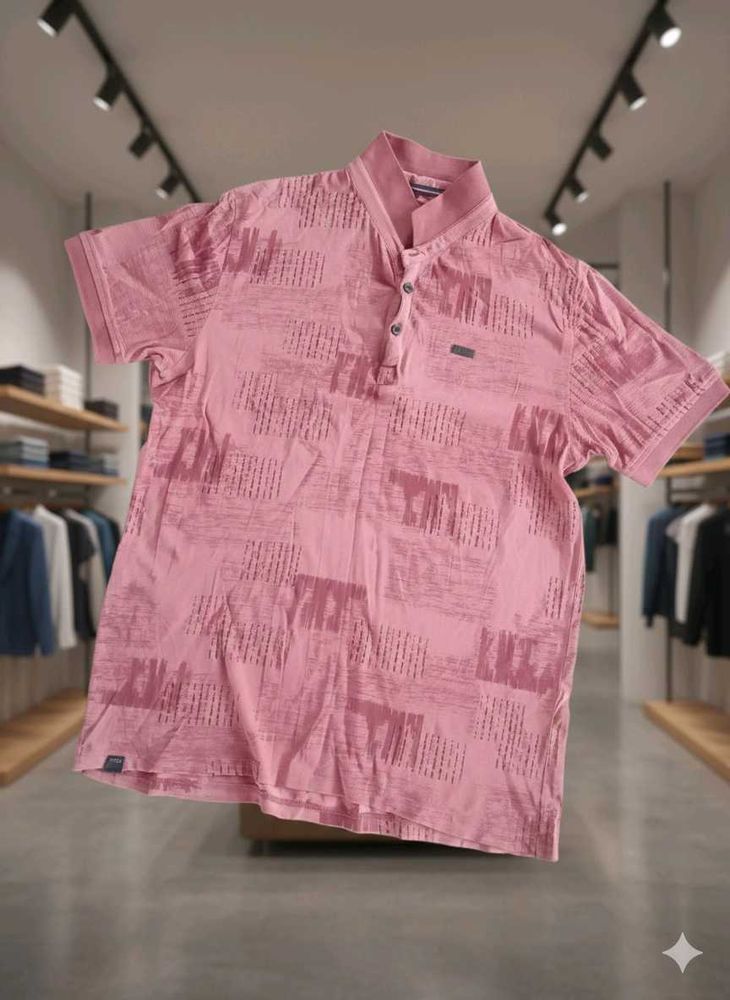 Pink Patterned Polo Shirt