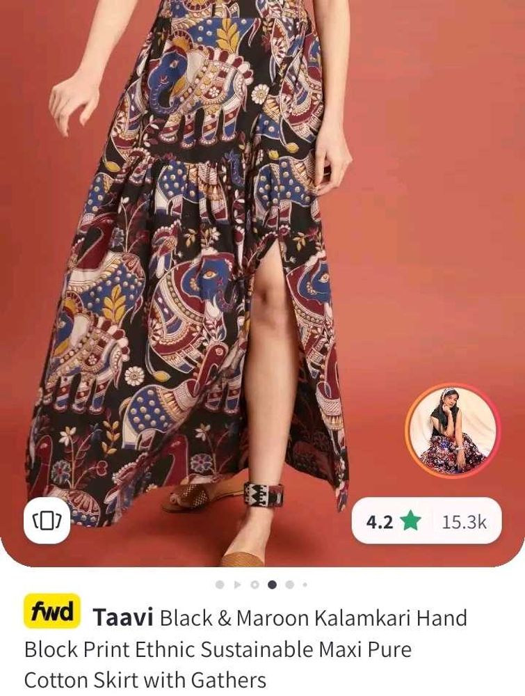 Taavi Kalamkari Print Ethnic Skirt