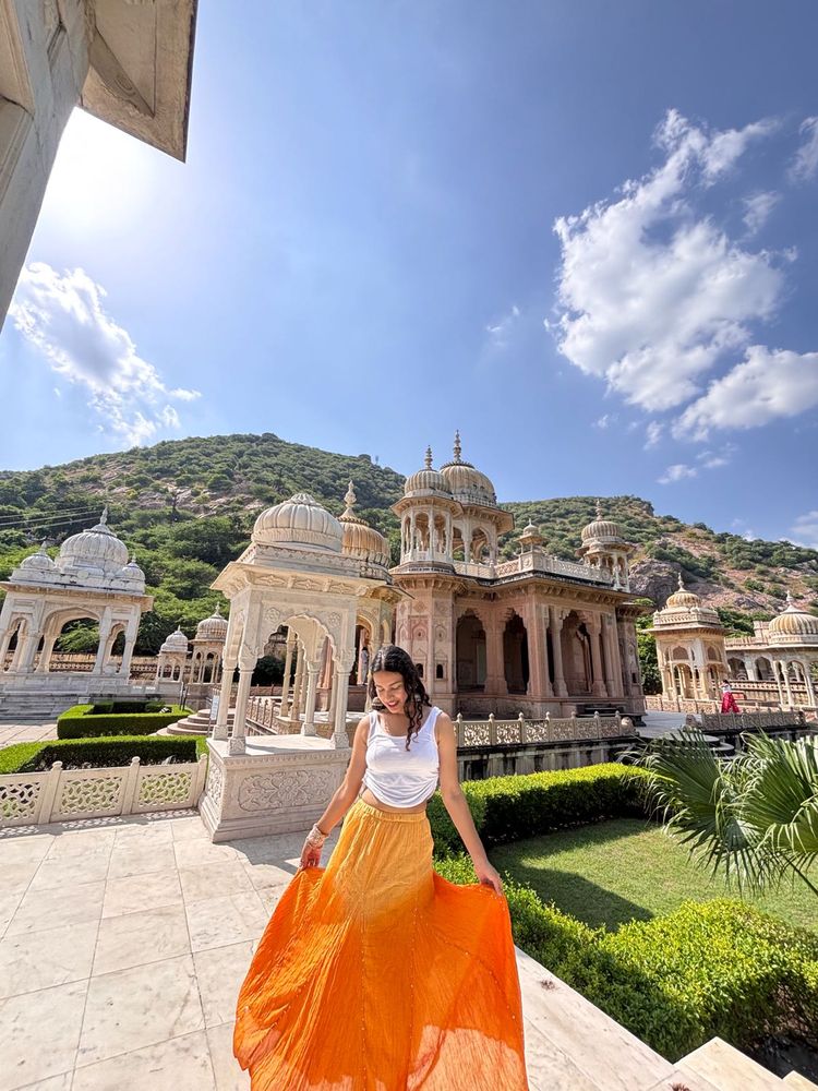 Flowy Orange Ethnic Skirt