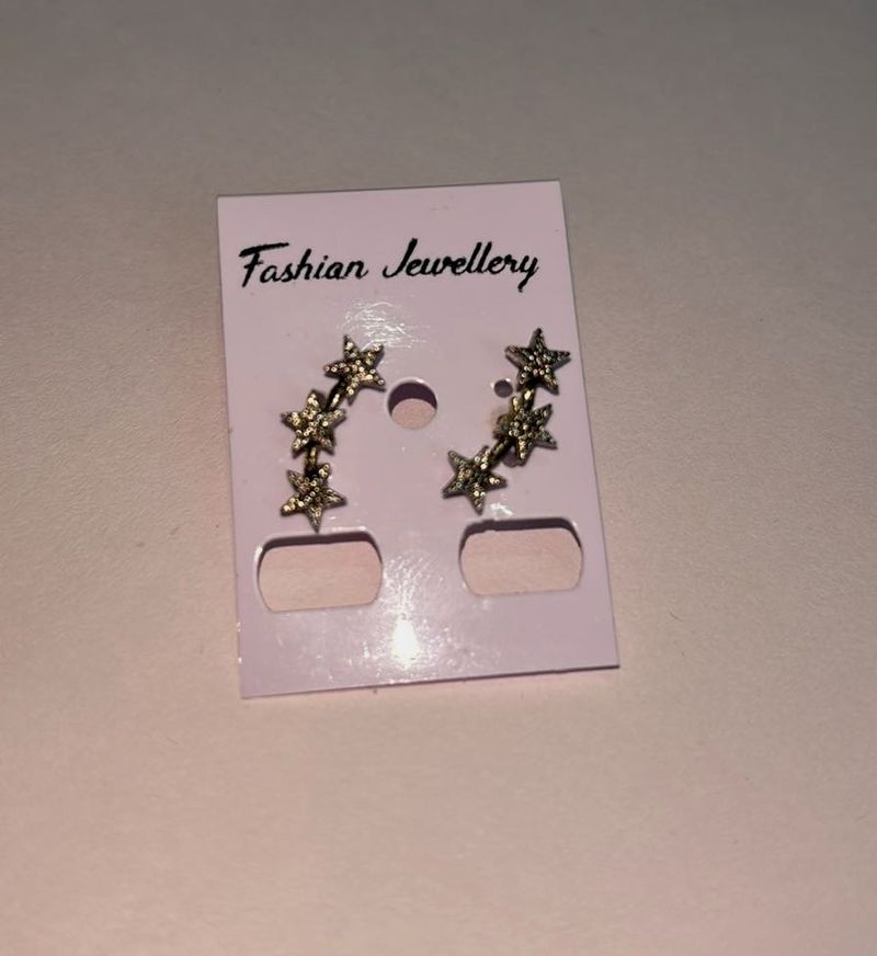Silver Oxidised Star Earrings