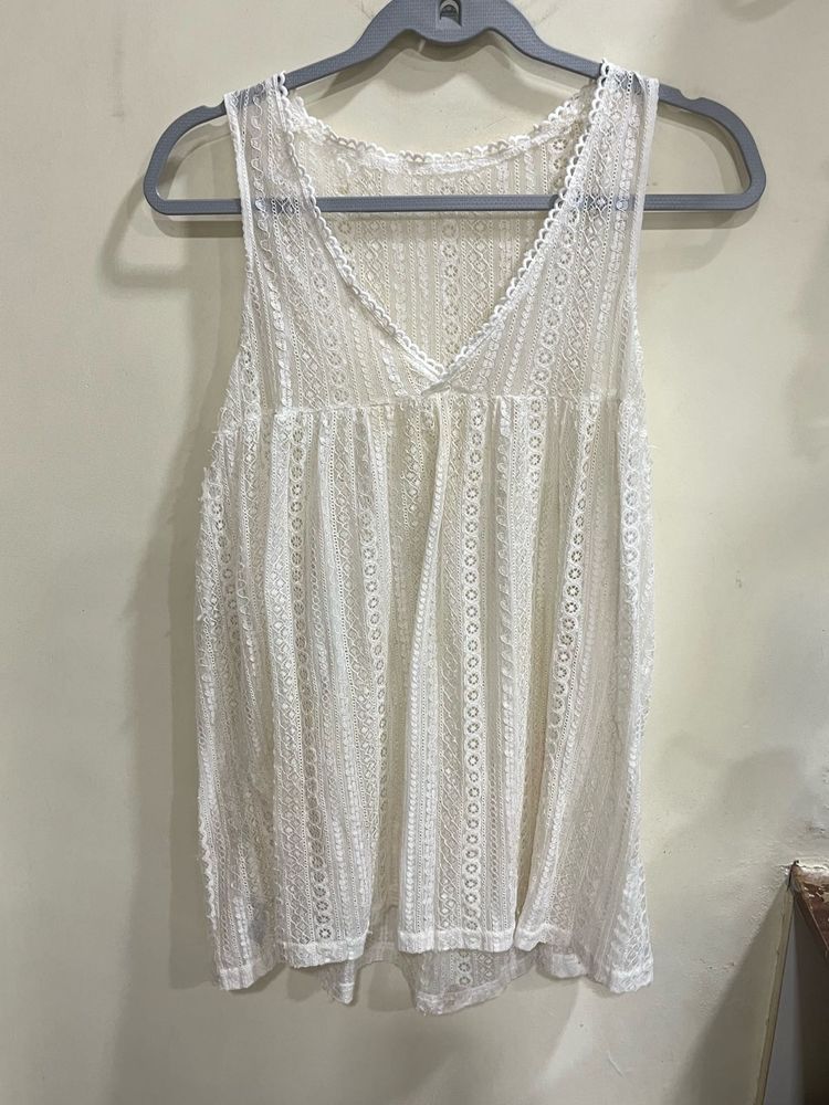 White Coquette Lace Tank Top