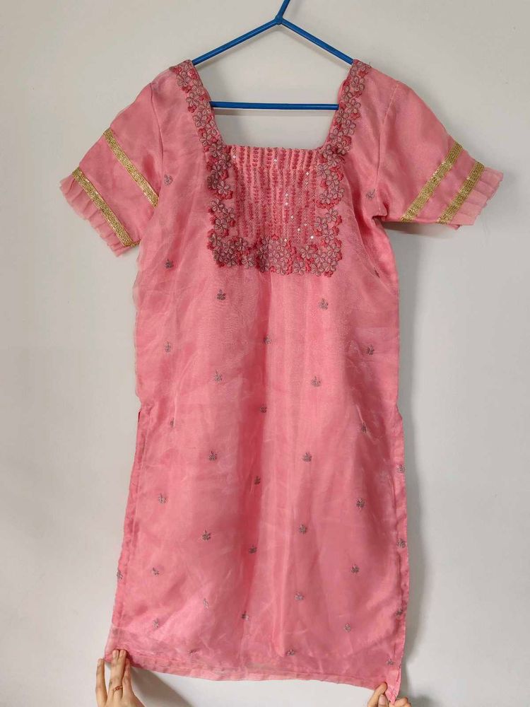 Pink Embroidered Kurta