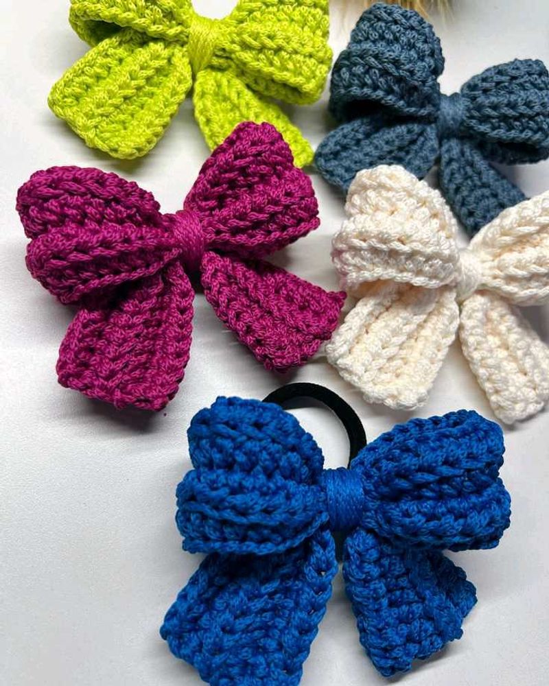 Crochet Bow Hair Ties one random colour
