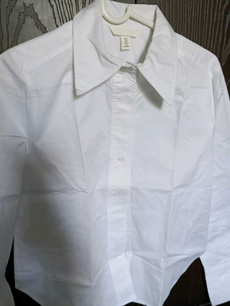 H&amp;M White Long Sleeve Top