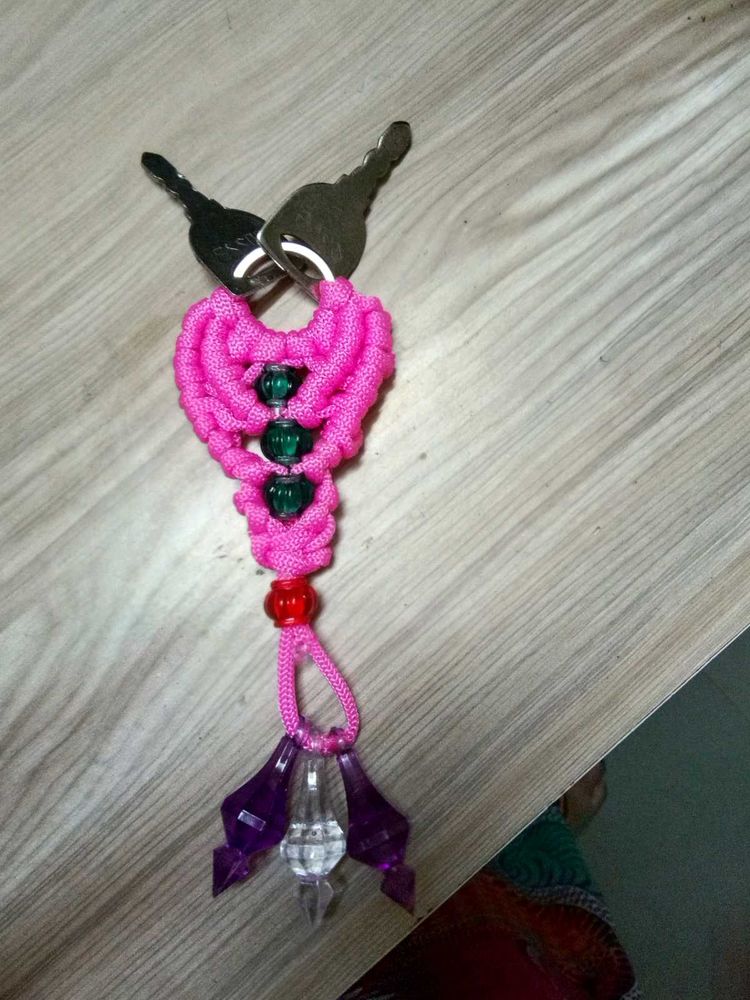 Pink Macrame Keychain