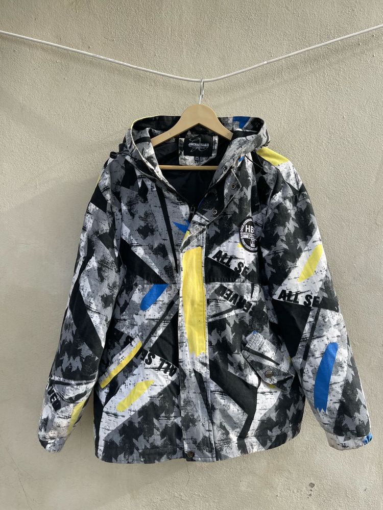 Abstract Print Hooded Jacket