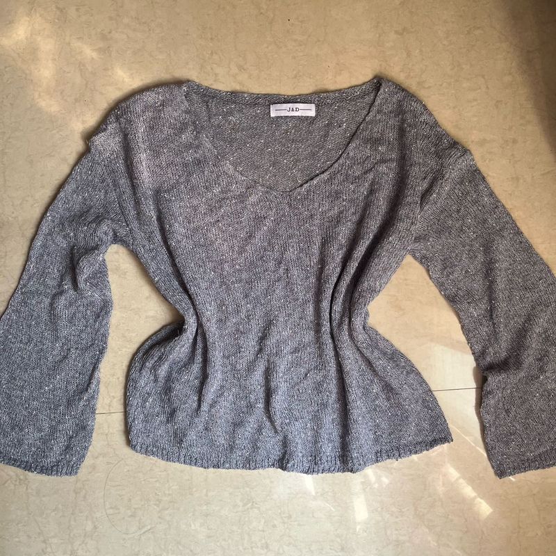 Gray V-Neck Sweater