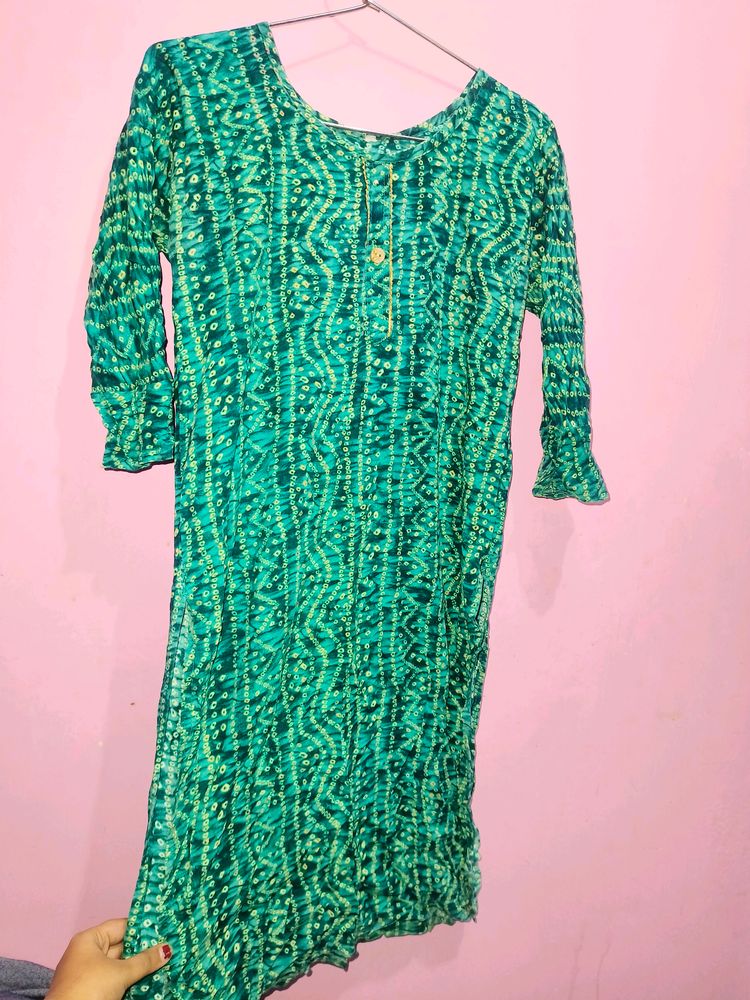 Green Printed Midi Dress