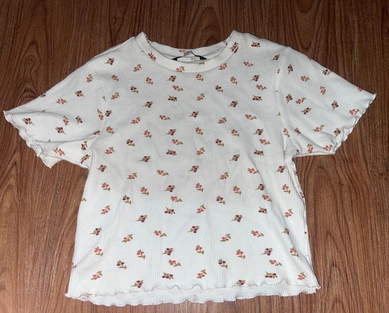 Floral Ribbed Crop Top