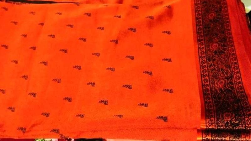 Elegant Orange Cotton Saree