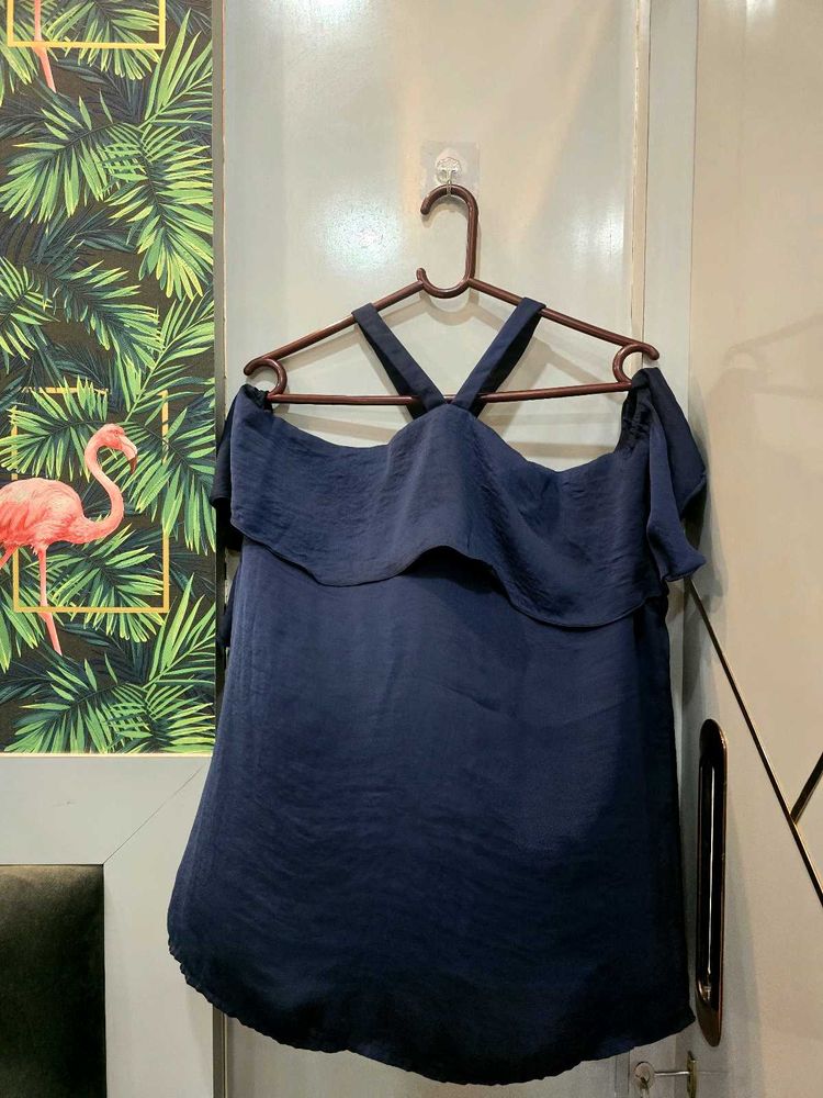 Navy Blue Off-Shoulder Top