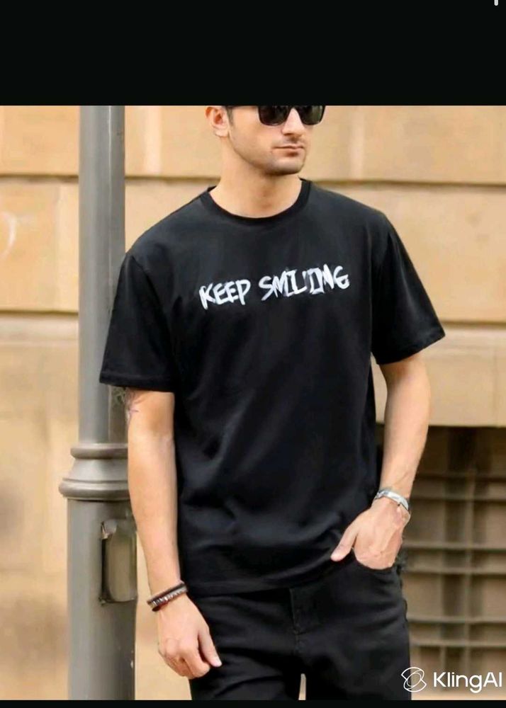 Men’s Stylish Black Printed T-Shirt | Keep Smiling