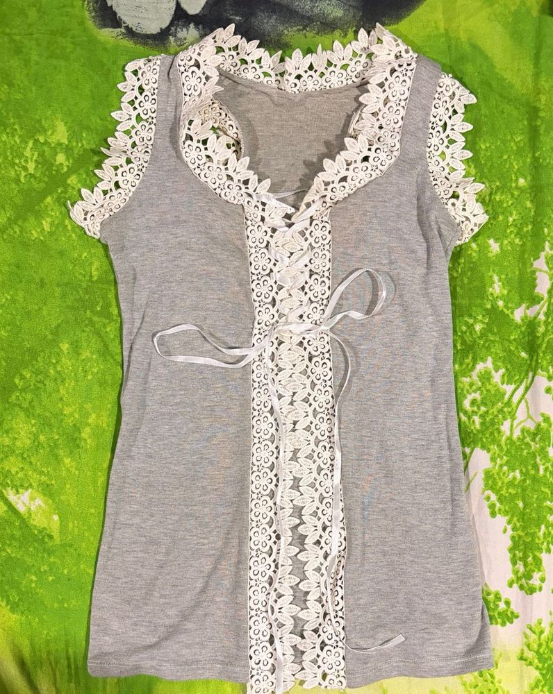 Handmade Lace Trim Tank Top