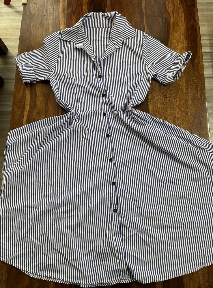 Classy Striped Shirt Dress