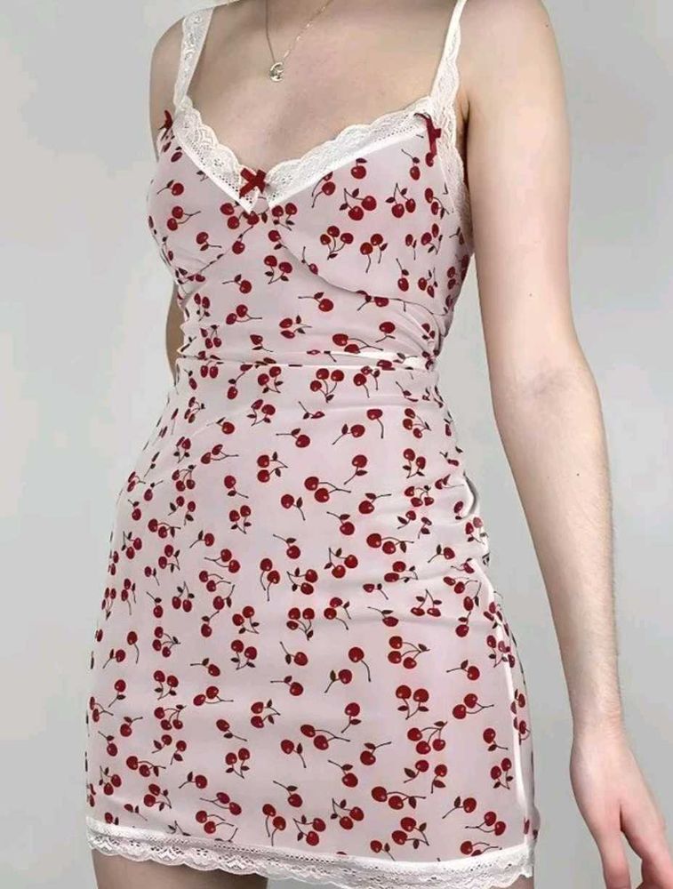 Cherry Print Slip Dress