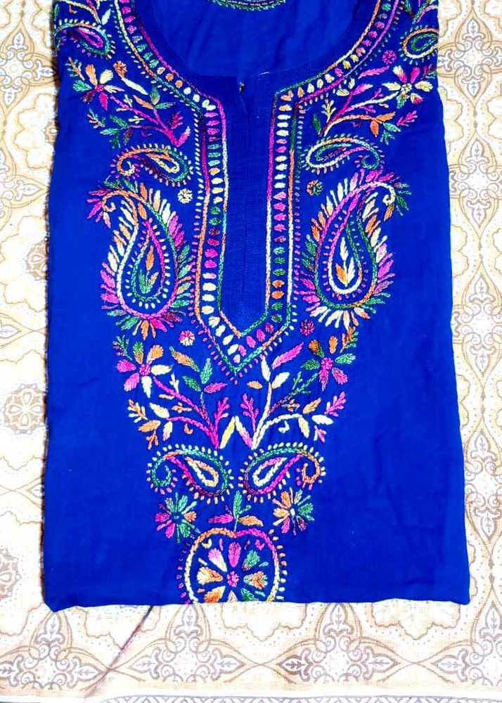 Pure Cotton Chikenkari Kurti With New Sare