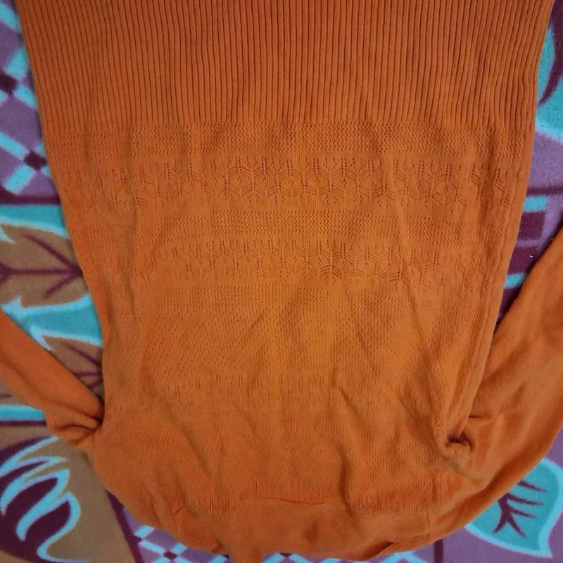 Orange Knit Pullover