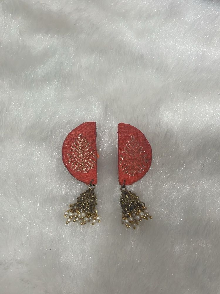 Orange Jhumka Earrings