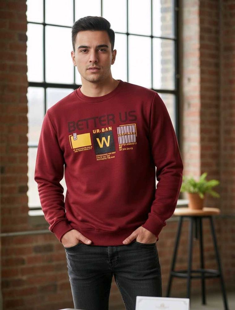 Maroon Graphic Print Sweatshirt