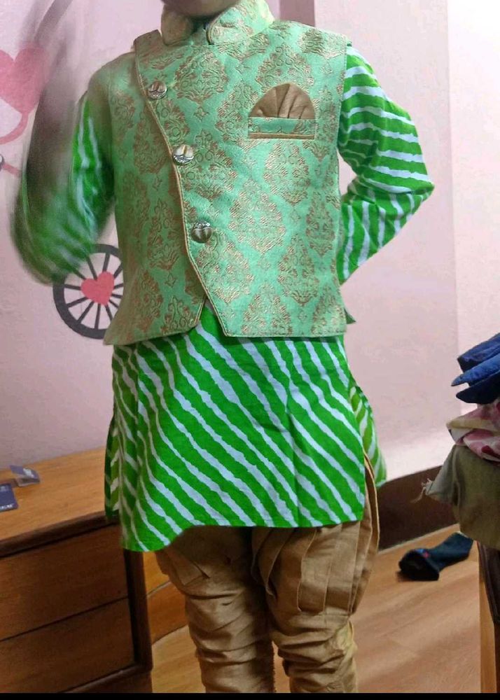 Combo Of Kurta Pant N Jacket For Boys