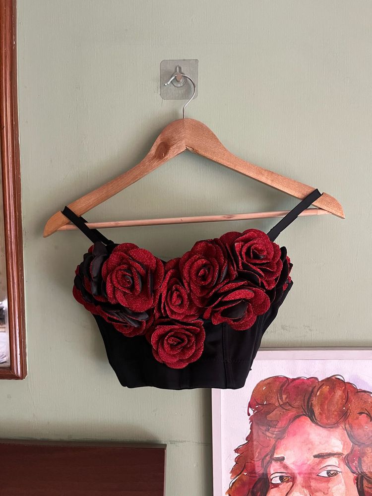 FLORAL CORSET CROP STATEMENT