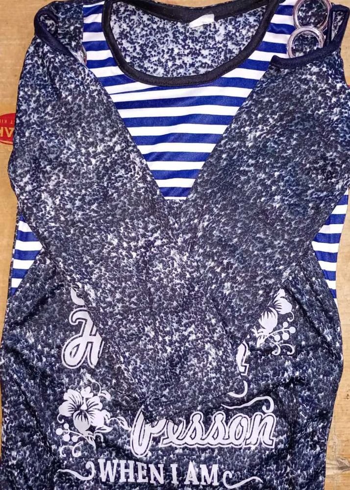 navy blue colour Print Top