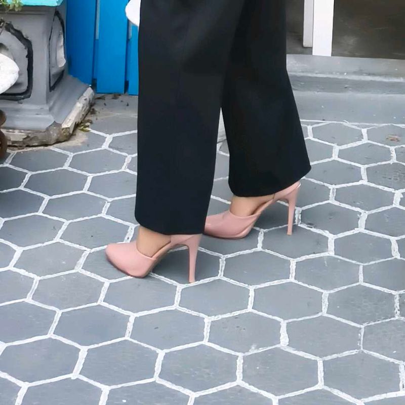 Elegant Nude Patent Leather Heels