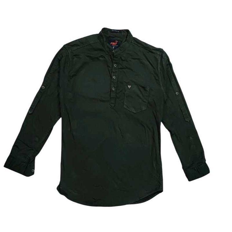 Men&#39;s Dark Green short Kurta shirt