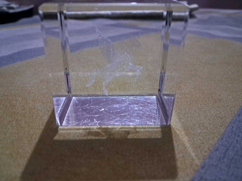 Glass Paperweight With Angel Horse