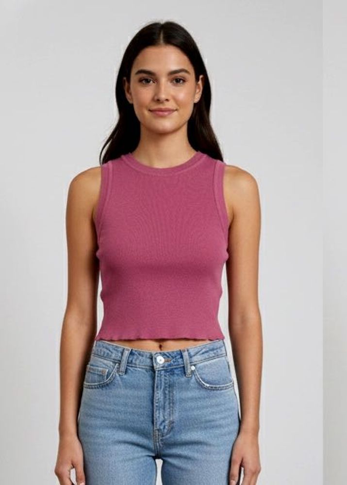 Pink Sleeveless Crop Top